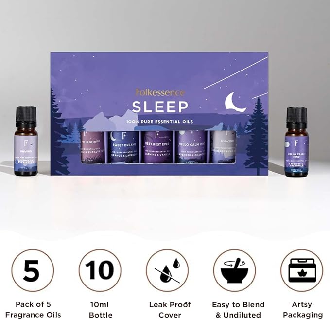 Folkulture Essential Oils for Home | Set of 5 (0.34 fl oz x 5) Vanilla Essential Oil or Lavender Diffuser Oils for Relaxation | Chamomile Essential Oil or Eucalyptus Oil Scents - Bloomnest