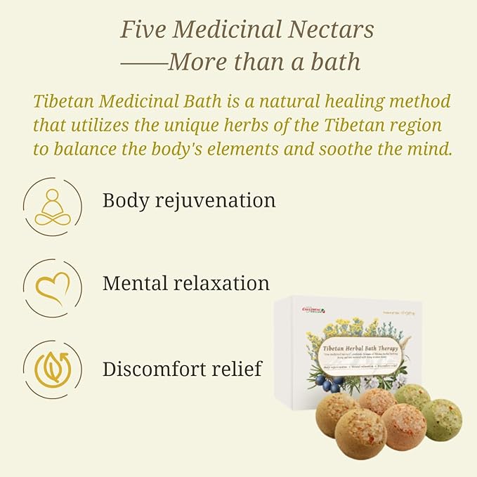 CheezhengHimalaya Tibetan Herbal Bath Therapy. Bath Bomb Gift Set, Tibetan Herbal Formula, Five Medicinal Nectars, Relaxing, Revitalizing, Essential Oils, Nourishing The Skin, Pack of 6 - Bloomnest