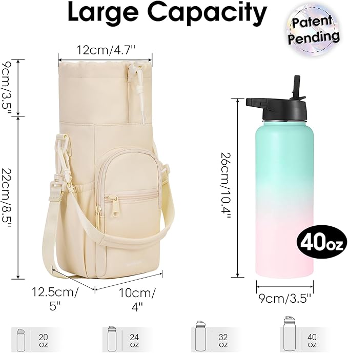 sportsnew Water Bottle Holder with Strap 32oz 40oz Insulated Water Bottle Carrier Sling Bag with Phone Pocket Crossbody sportsnew