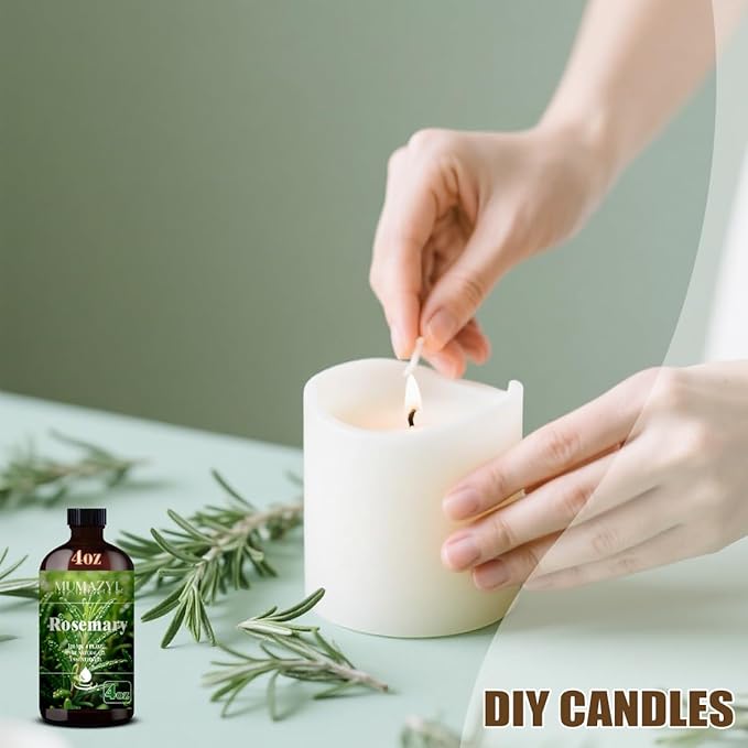 Rosemary Essential Oil, Rosemary Oil 4 Fl Oz 120ML for Diffuser Humidifier Yoga Cleaning DIY Candle Soap Making Essential Oils - Bloomnest