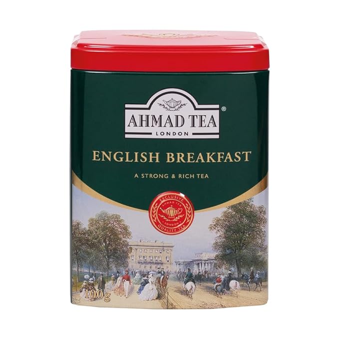 Ahmad Tea Caddy Gift Tin, English Scene, English Breakfast, 100 Gram - Bloomnest