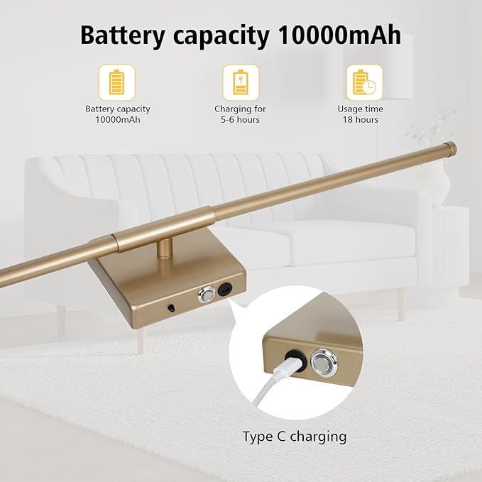 2 Pack Wall Sconces Battery Operated, Wall Sconces 3000K-6000K Dimmable Rechargeable Wall Sconce with Remote Control, 350°Rotate LED Wireless Wall Lights for Living Room, Hallway, Bedroom(Gold) - Bloomnest