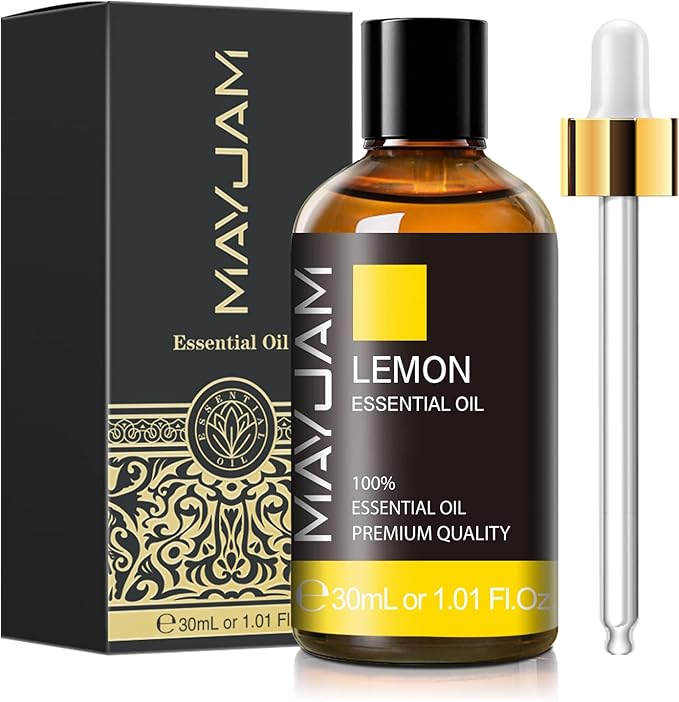Lemon Essential Oil 30ML/1.01FL.OZ, MAYJAM Premium Lemon Oil Essential Oils with Glass Dropper, Great for Aromatherapy Diffuser and Candle Soap Making - Bloomnest