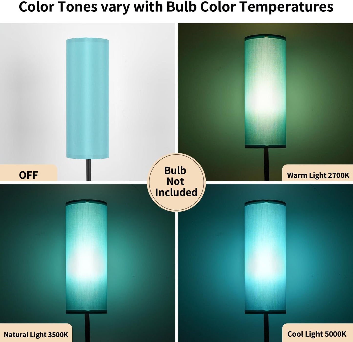 FRIDEKO HOME Floor Lamp with Turquoise Shade, Simple Design with Foot Pedal Switch, Small Tall Lamps for Living Room Bedroom, Corner Floor Stand Light with Black Pole Lamp (No Remote/No Bulb)