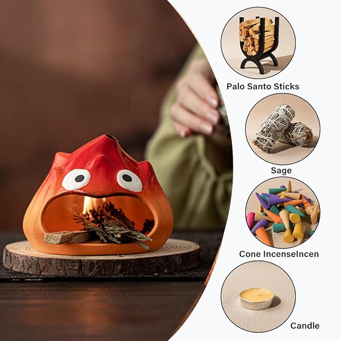 Incense Holders/Burner,Handcrafted Mini Ceramic Chiminea Palo Santo Holder – Unique Incense Stick Burner/Sage Ash Catcher for Meditation, Yoga and Aromatherapy-Wood Sticks Dish - Bloomnest