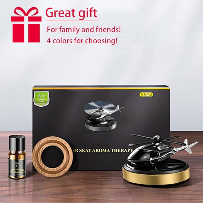 Upgraded AL Alloy Helicopter Aromatherapy Solar Rotating Air Freshener, Home and Car Interior Decoration Accessories (Gold) - Bloomnest