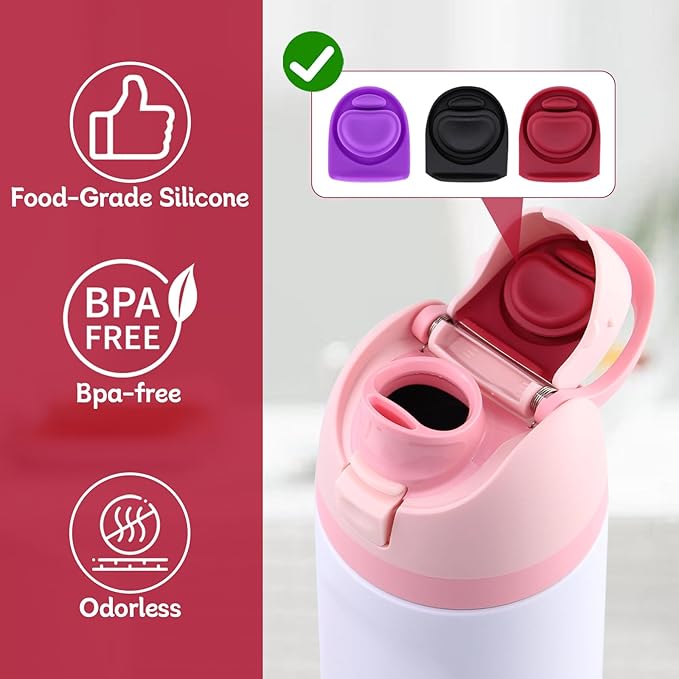 3pcs Replacement Rubber Stopper Seal Compatible with Owala FreeSip 24oz 32oz,Water Bottle Lid Cap Silicone Seal Parts for Owala 16/19/24/32/40oz Spout Gasket Mouthpiece Piece Accessories F2A2 Frokolla