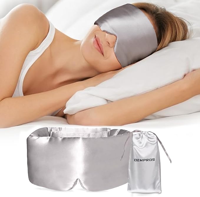 Mulberry Silk Sleep Mask for Women Men, Blackout Eye Mask for Sleeping for Side and Back Sleepers with Adjustable Band, Comfortable Soft Pressureless Eye Cover for Sleeping in Large Size - Bloomnest