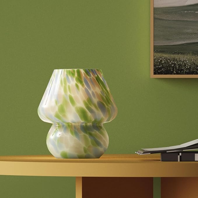 Mushroom Lamp Table Lamp for Bedroom,Small Desk Bedside Lamps for Living Room,Mushroom Decor Cute Mini Modern Mid Century Lamps for Night Stands,Aesthetic Home Living Room Decor(Green) - Bloomnest