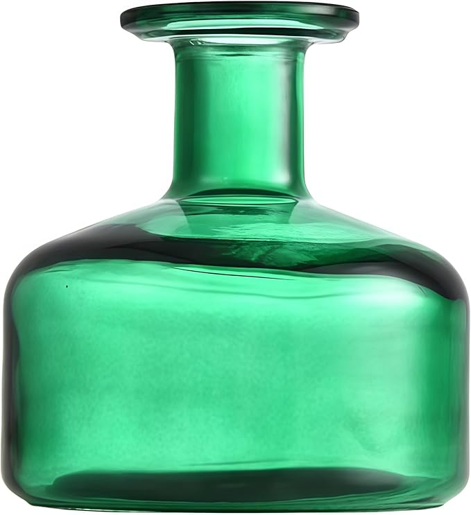 Green Empty Glass Reed Diffuser Bottles,300ml Refillable Diffuser Bottle for Essential Oils,Aromatherapy Container for DIY Replacement Diffuser,Fragrance Decoration,Crafts Decor,Small Flower Vase Bloomnest