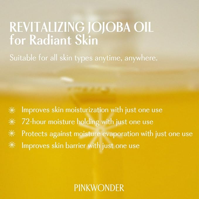 PINKWONDER USDA Organic Jojoba Oil | 100% Pure, Cold-Pressed Oil for Face & Facial Care, Gua Sha | Non-Greasy Korean Skin Care for Women 0.33oz (10ml) - Bloomnest