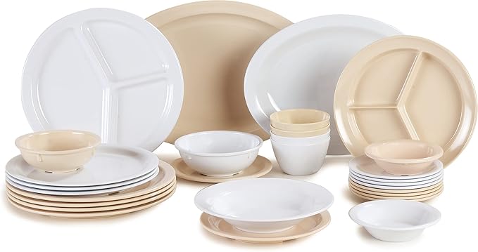 Carlisle FoodService Products Kingline Plastic Oval Platter Oval Tray for Home and Restaurant, Melamine, 12 x 9 Inches, Tan, (Pack of 12) - Bloomnest