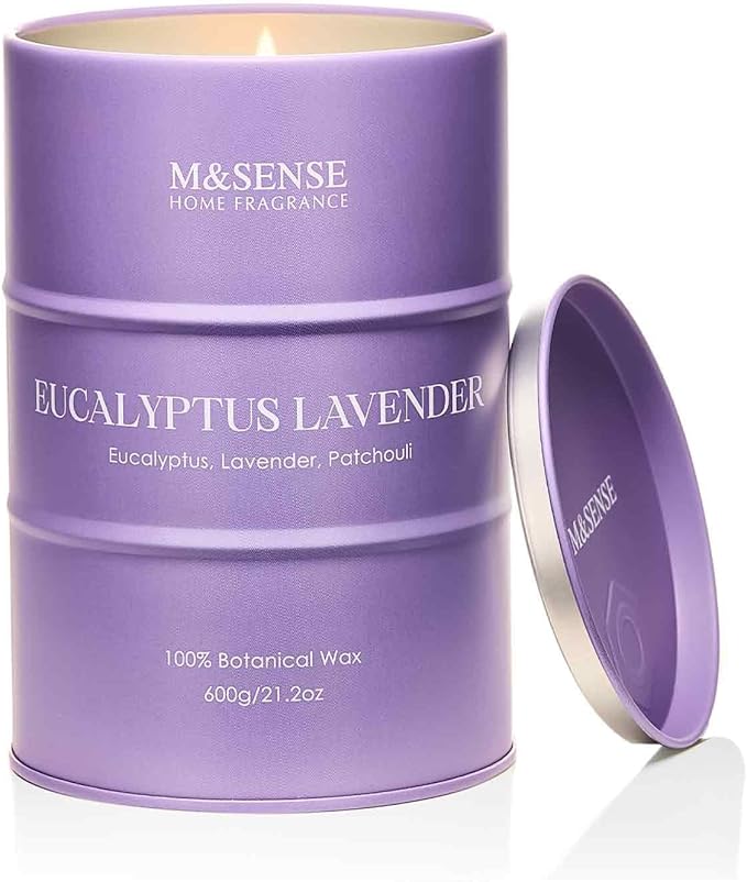 M&SENSE Eucalyptus Lavender Scented Candles Large, Natural Soy Candles 21.2oz 120 Hour Slow Burning,Aromatherapy Candle for Stress Relief Meditation Relaxing - Bloomnest