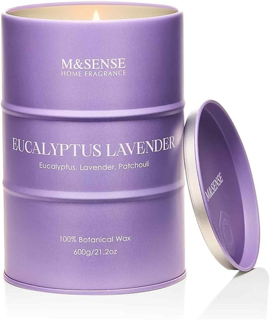 M&SENSE Eucalyptus Lavender Scented Candles Large, Natural Soy Candles 21.2oz 120 Hour Slow Burning,Aromatherapy Candle for Stress Relief Meditation Relaxing - Bloomnest