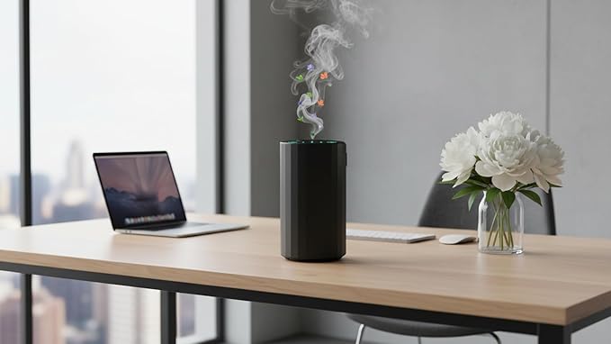 Waterless Essential Oil Diffuser Aromatherapy Scent Diffusers for Home Large Room, Bedroom, Car, Office, Desk, Battery Operated Mini Portable Air Freshener (Black) - Bloomnest