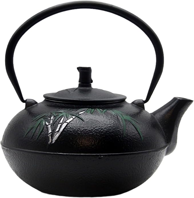84.6oz Large Cast Iron Tea Kettle for Stovetop, Heavy Teapot with Stainless Steel Infuser for Loose Leaf, Japanese Style Tea Pot, 2500ml Black Tetsubin with Bamboo Pattern - Bloomnest