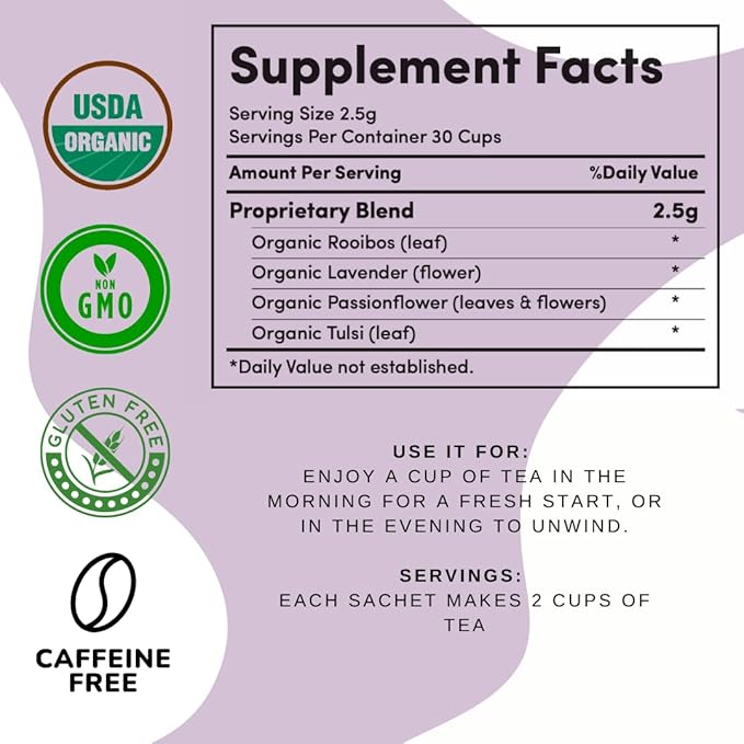 AutoimmuniTea – AIP Stress Relief, Bedtime Blend for Restful Sleep, Calming Tea for Stress, Lavender, Tulsi, Passion Flower Organic Blend - 15 Tea Bags (30 Cups) - Bloomnest