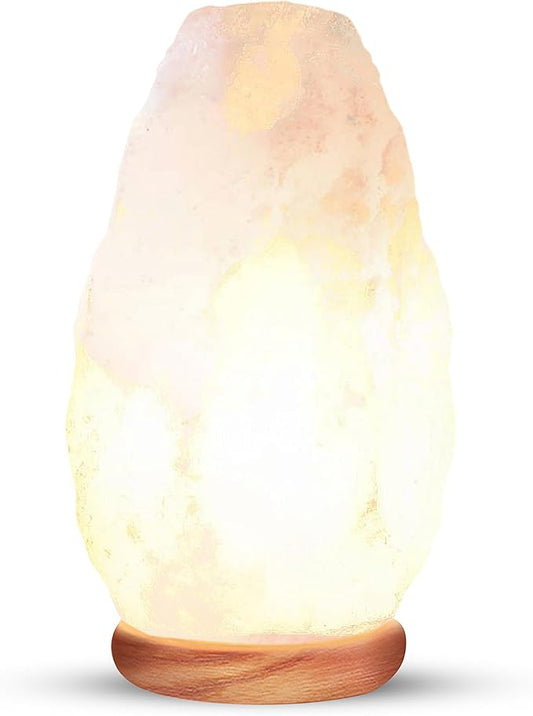 Himalayan Glow White Salt Crystal Lamp, Natural Salt Night Light, Hand Crafted Salt Lamps with Neem Wooden Base, Salts Lamp Bulb,(ETL Certified) Touch Dimmer Switch | 5-7 LBS - Bloomnest