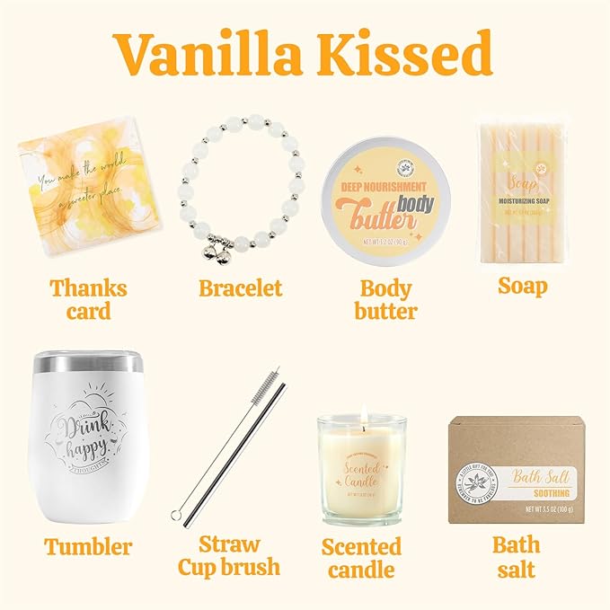 Gifts for Women BODY & EARTH Birthday Gift Sets, Vanilla Bath Set Spa Gifts for Women, 6pcs Womens Gift Vanilla Spa Kit for Christmas - Bloomnest