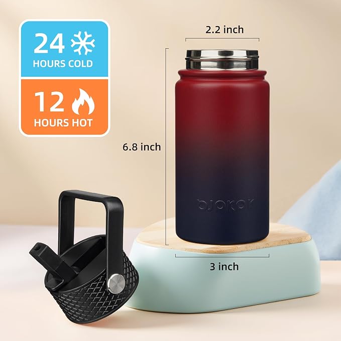 BJPKPK Insulated Water Bottle with Straw Lid, 15oz Cute Water Bottles, Stainless Steel Metal Thermo, Reusable BPA Free Leak Proof Tumblers, Cups,Charming Red - Bloomnest