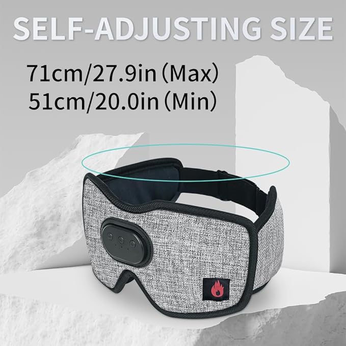 Heated Eye Mask with Bluetooth Headphones SYPVRY Wireless Sleep Eye Mask Headphones for Sleeping with Temperature & Timer Control, Warm Eye Compress USB Heated Mask for Dry Eyes Style,Grey - Bloomnest