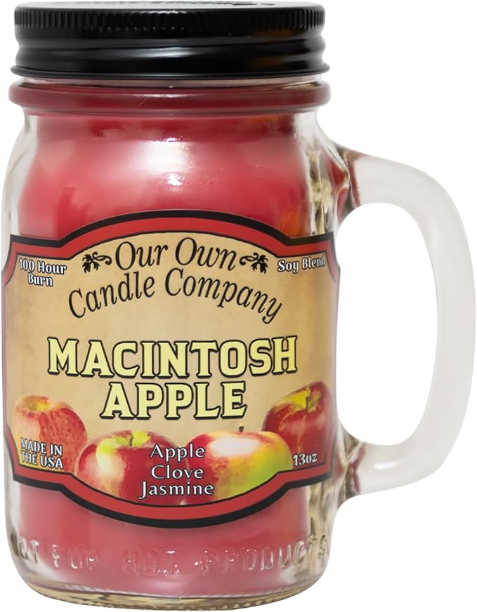 Our Own Candle Company, Macintosh Apple Scented Mason Jar Candle, 100 Hour Burn Time,13 Ounces - Bloomnest