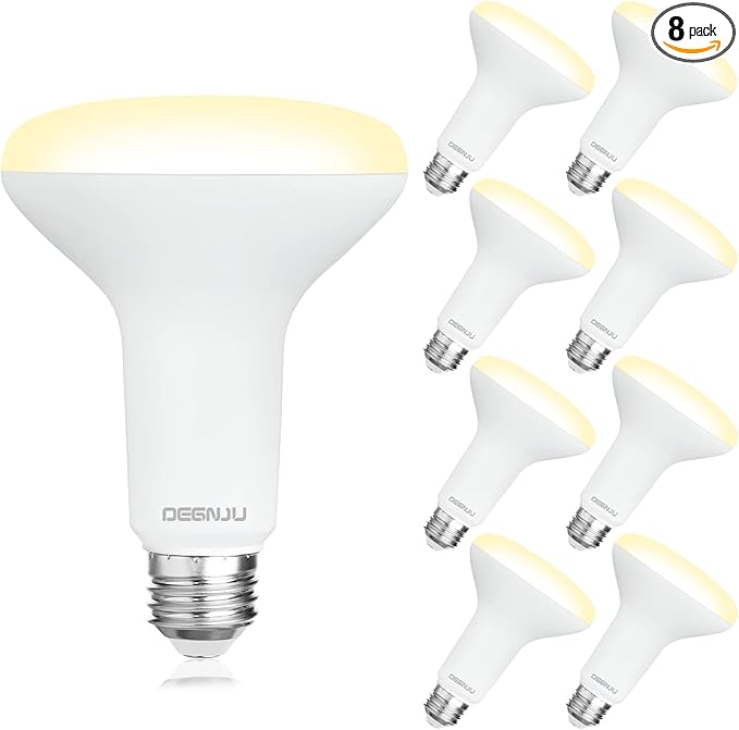 8 Pack BR30 LED Bulb, Dimmable Indoor Flood Lights 7W Equivalent 65W 2700K Soft White, CRI80, 650 LM, E26 Base, 15000 Lifetime Hours, Interior Energy Saving Recessed Light Bulb, Flicker-Free - Bloomnest