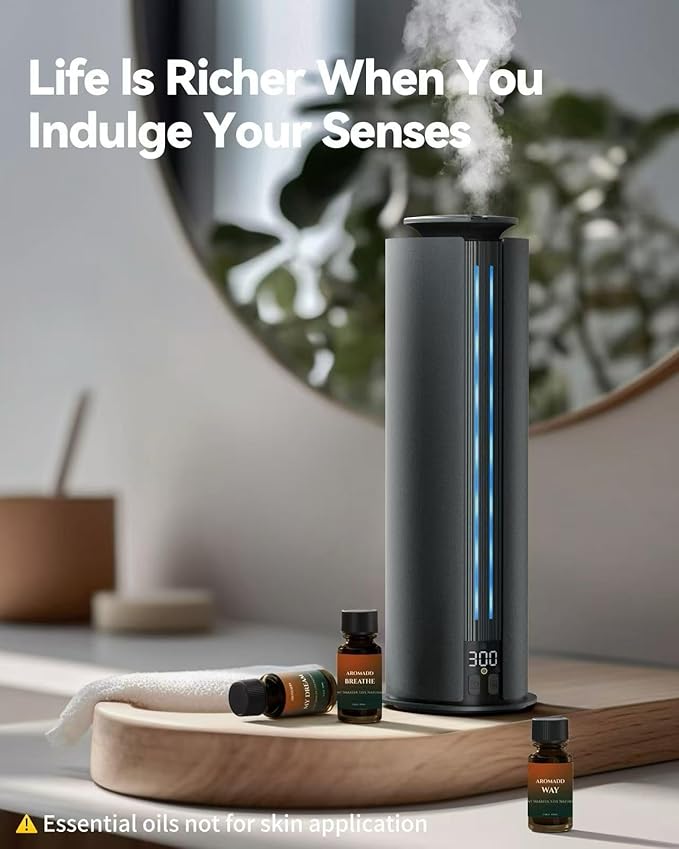 1800 Sq Ft Waterless Diffuser, 100ml Hotel Collection Diffuser Scent Air Machine for Home Cold Air Essential Oil Diffuser for Large Room Office Quiet (Titanium Gray)