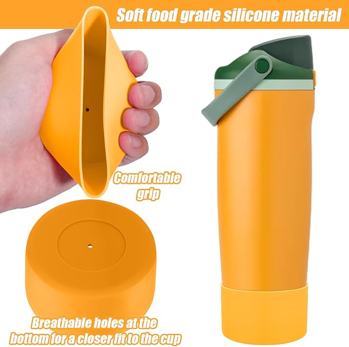 Mity rain 2PCS Protective Silicone Boots for Owala 30oz & 40oz FreeSip Sway Bottles & Tumblers - Accessories for owala, Enhances Stability & Prevents Scratches (Golden Yellow & Slate Blue) Mityrain