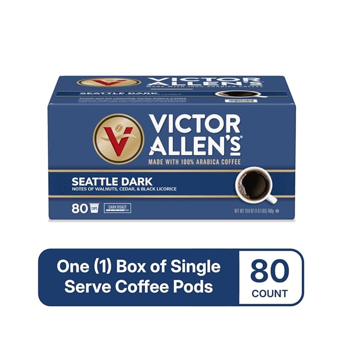 Victor Allen's Coffee Seattle Dark, Dark Roast, 80 Count, Single Serve Coffee Pods for Keurig K-Cup Brewers - Bloomnest