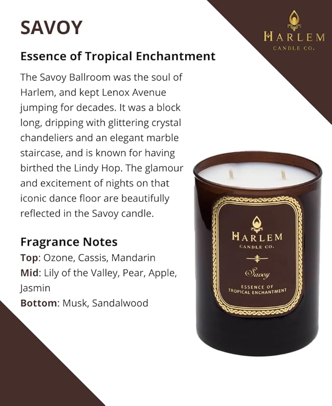 HARLEM CANDLE CO. Savoy - Luxury Scented Soy Candle, 11 oz - 80-Hour Burn Time | Blackcurrant, Mandarin, Green Apple and Lily of The Valley | Scented Candles for Home - Bloomnest