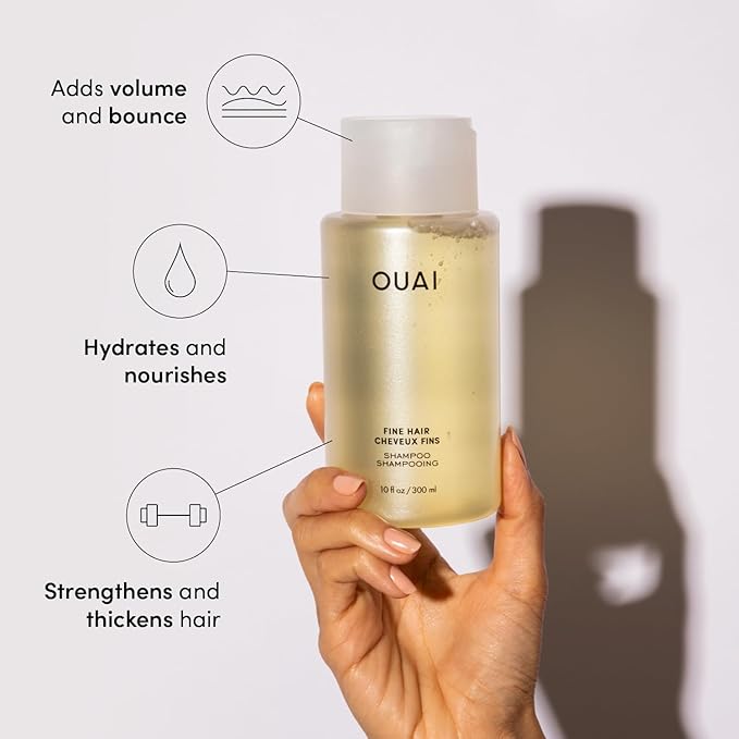 OUAI Fine Shampoo and Conditioner Set - Sulfate Free Shampoo and Conditioner for Women & Men - Made with Keratin, Marshmallow Root, Shea Butter & Avocado Oil - Free of Parabens & Phthalates (10 Fl Oz) - Bloomnest