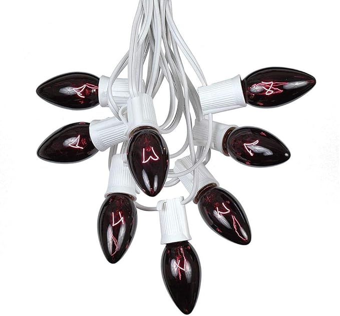 GOOTHY 25 Pack C7 Halloween Replacement Light Bulbs, Transparent Black Light Purple Bulbs for Halloween Outdoor Patio String Lights, C7/E12 Candelabra Base, 5 Watt Night Light Bulbs, Dark Purple - Bloomnest