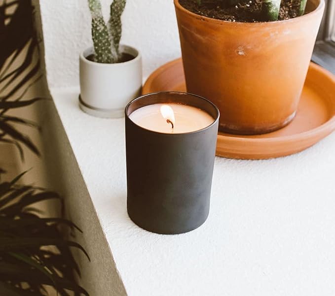 Calyan Wax Co. Vetiver & Tonka Scented Candle - 75 Hour Burn - Luxury Non Toxic Soy Wax Candles - Long Lasting Black Tumbler Jar Candle for Home - 10.2oz - Bloomnest