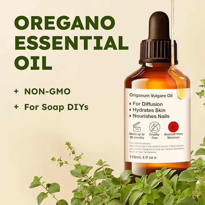 KUKKA Oregano Essential Oils - 4 Fl Oz - for Hair, Skin, Diffuser, Aromatherapy & DIY Soap Making Scent - Bloomnest