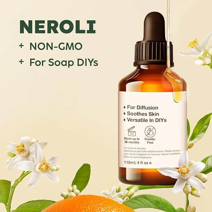 KUKKA Neroli Essential Oils - 4 Fl Oz - for Hair, Skin, Diffuser, Aromatherapy & DIY Soap Making Scent - Bloomnest