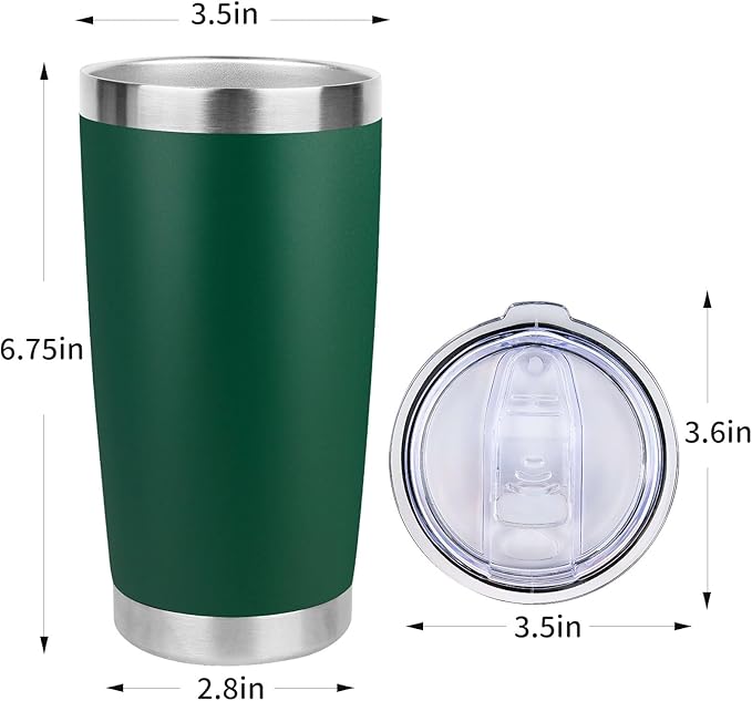 20oz Stainless Steel Tumbler with Lid, Travel Mug - Double Wall Vacuum Powder Coated Cup - Dark Green, 1 Pack - Bloomnest