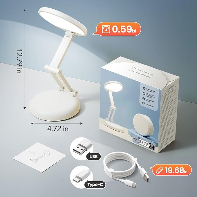 One Fire Cordless Desk Lamp,Dimmable Small Battery Powered Lights,3600mAh Rechargeable Wireless Table Lamp,Mini Lamp&Portable Light for Bed,Book Reading,Home for Small Spaces,Nail Light,Craft,Office - Bloomnest