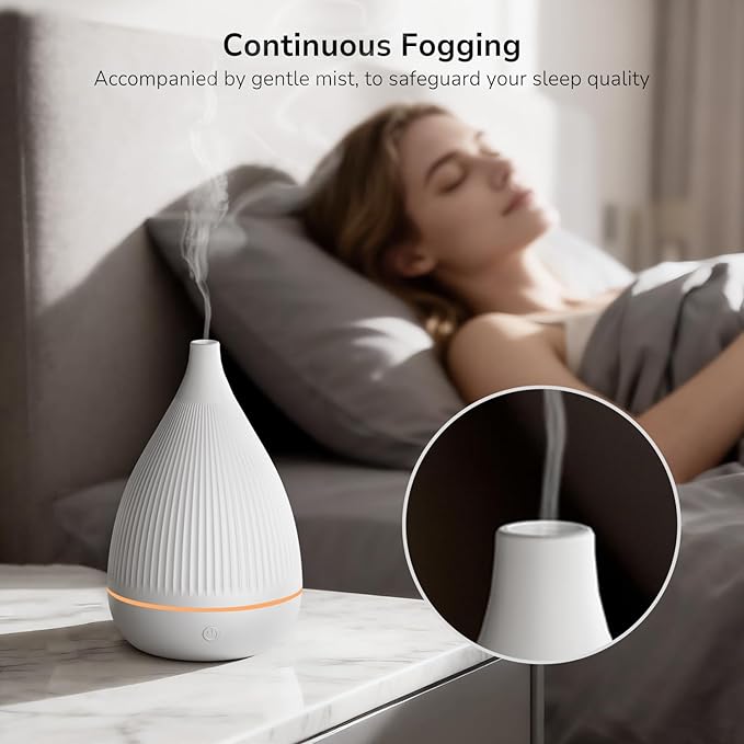 Ultrasonic Essential Oil Diffuser, Home Fragrance Aroma Diffuser with Auto Shut-Off, Color Change Night Light & Ultra-Quiet Operation, BPA-Free Portable Aromatherapy Humidifier for Home (White) - Bloomnest