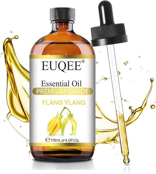 EUQEE Ylang Ylang Essential Oil 118ml with Glass Dropper, Pure Ylang Ylang Oil for Diffuser, Candle Making - 4 Fl.Oz - Bloomnest