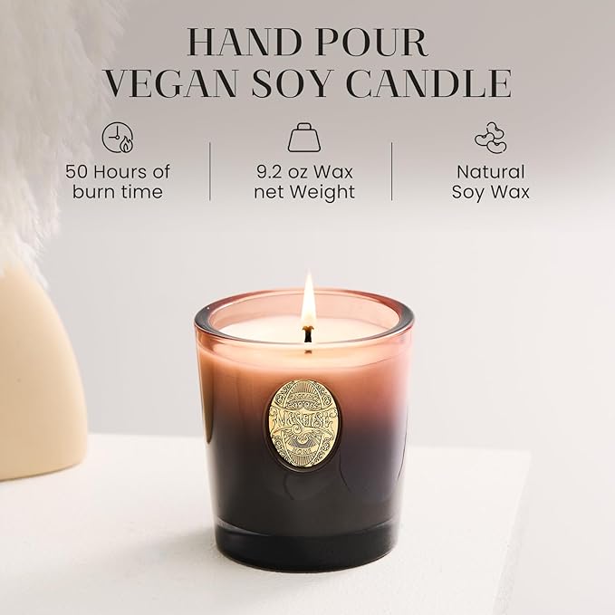 M&SENSE Natural Soy Candle | Mahogany Sandalwood & Black Brown | 9.2 oz, 50H Burn Time | Luxury Scented Candle for Relaxation, Gifting, Home Décor | Ideal for Bedroom, Office, Party Ambiance - Bloomnest