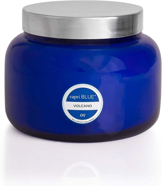 Capri Blue Volcano Scented Candles - Luxury Three Wick Candles for Home Scented with Tropical Fruit & Sugared Citrus - Soy Wax Blend - Jumbo Blue Color (48 oz) - Bloomnest
