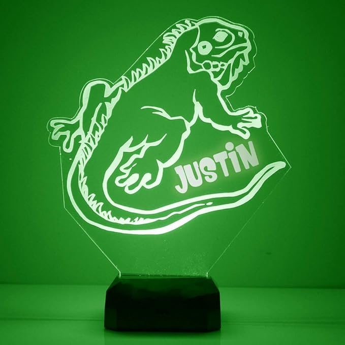 MMS Iguana LED Night Light Lamp, Personalized with Your Name or Text, Remote Control with 16 Colors, 4 Light Modes, Customized Gift LED Lamp Sign Display Lights Up, USB Cord or Battery - Bloomnest