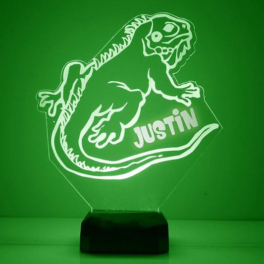 MMS Iguana LED Night Light Lamp, Personalized with Your Name or Text, Remote Control with 16 Colors, 4 Light Modes, Customized Gift LED Lamp Sign Display Lights Up, USB Cord or Battery - Bloomnest