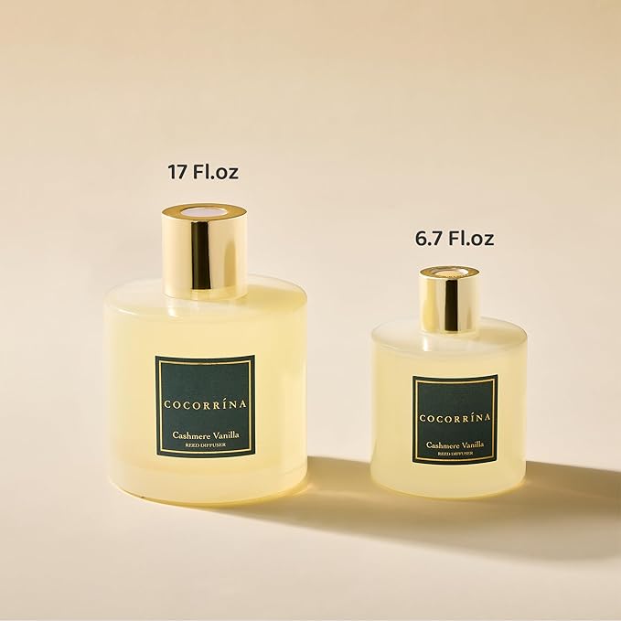 COCORRÍNA Reed Diffuser - Cashmere Vanilla 17 Fl.oz Reed Diffuser with 8 Sticks Scented Diffuser with Preserved Flowers for Bathroom Home Decor - Bloomnest