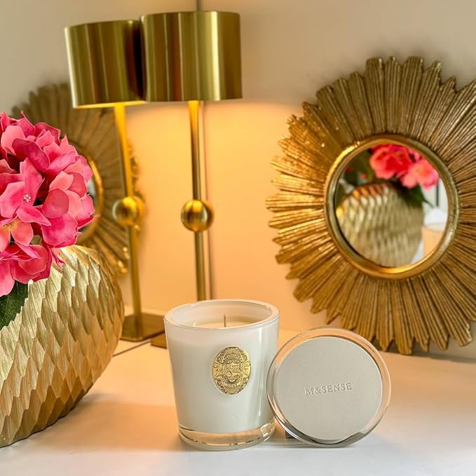 M&SENSE Natural Soy Candle | Vanilla Dream & White | 9.2 oz, 50H Burn Time | Luxury Scented Candle for Relaxation, Gifting, Home Décor | Ideal for Bedroom, Office, Party Ambiance - Bloomnest