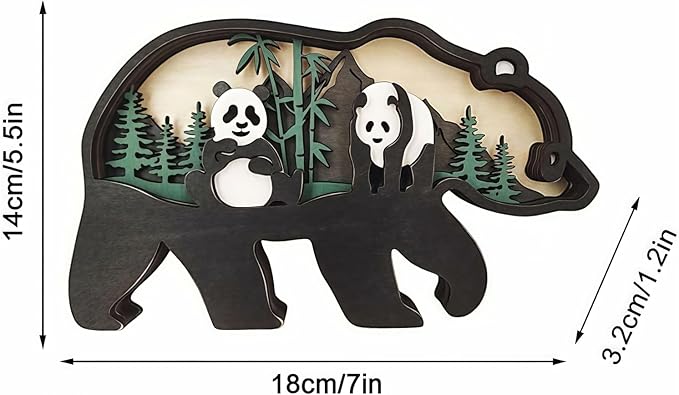 Drawelry 3D Wood Carving Animals Lamp Home Decorative, Cute Bear Family Elephant Presents Ideas Christmas Living Room Office Decor Warm LED Night Lights Gift for Friend Daughter Son Mom Dad (Panda) - Bloomnest