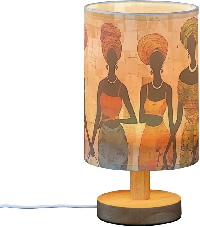 Bedside Lamp African American Black Womens Basket Table Lamp with USB Port Wood Base for Living Room,Bedroom,Nightstand,Office 214a5266 - Bloomnest