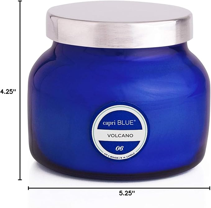 Capri Blue Volcano Scented Candles - Luxury Glass Jar Candles for Home Scented with Tropical Fruit & Sugared Citrus - Soy Wax Blend - Capri Blue Volcano - Blue Color (8 oz) - Bloomnest