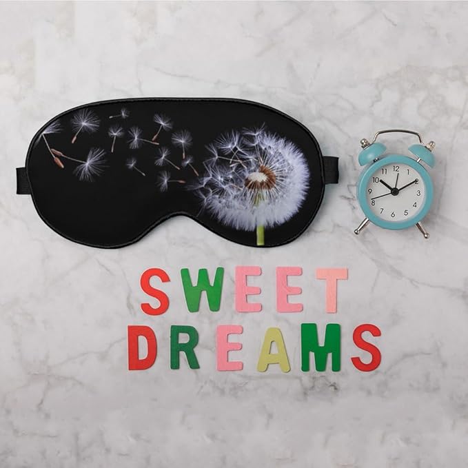 Dandelion Eye Mask Sleeping Mask Fluffy Flowers Plant Black Sleep Masks Silky Soft Eye Cover for Women Men Shading Blindfold for Air Travel Sleeping - Bloomnest